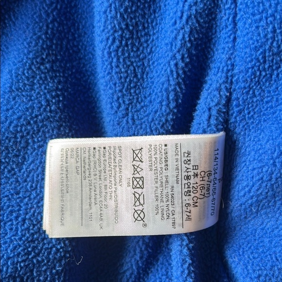 Girls GAP Blue Puffer Jacket with Hood and Quilted Design, Size S 8 - 9 years - Picture 4 of 4